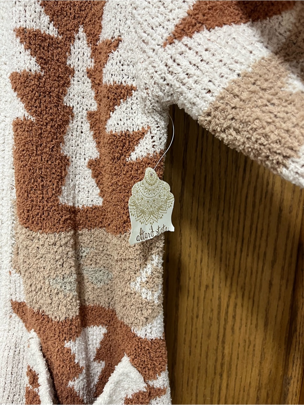 Altar'd State Cream & Rust Aztec Open-Front Cardigan - Picture 4 of 4